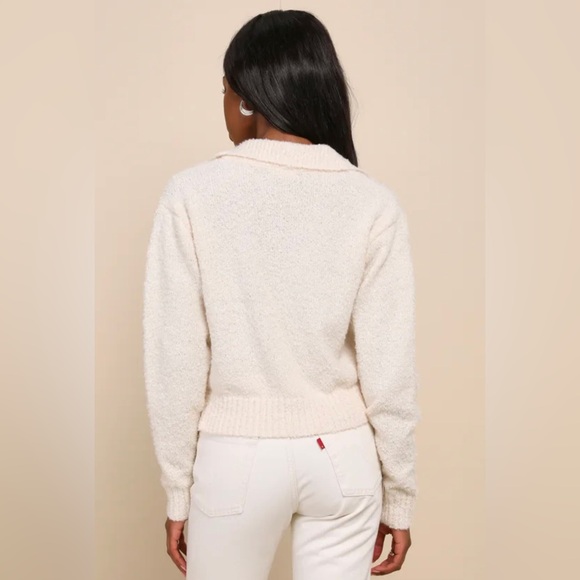 Toasty Vibes Ivory Collared Pullover Sweater Top - Picture 2 of 5